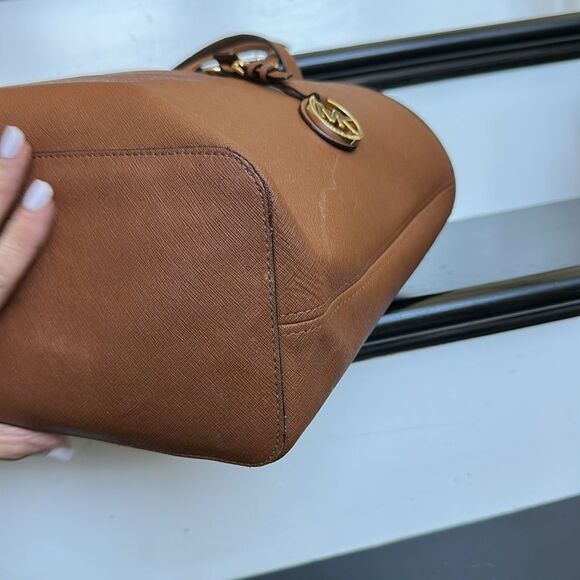 Michael Kors Genuine Leather Jet Set Tote Shoulder Bag Brown - Picture 11 of 15